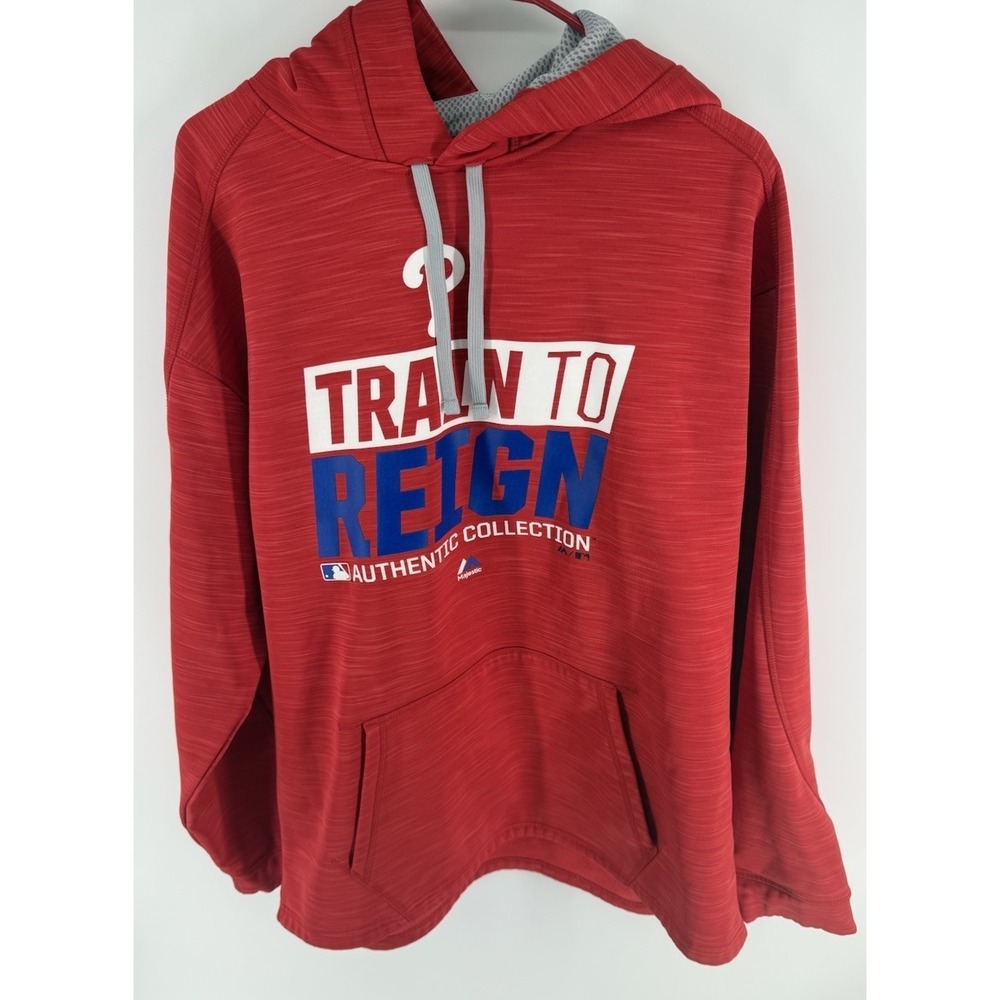 Majestic MLB Philadelphia Phillies Train to Reign Therma Base Hoodie XL Red